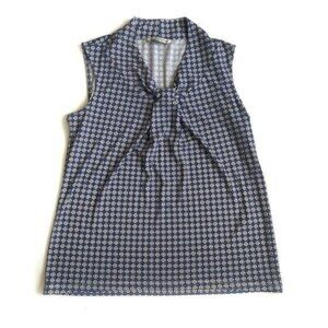 41 Hawthorn Blue Patterned Sleeveless Blouse - M